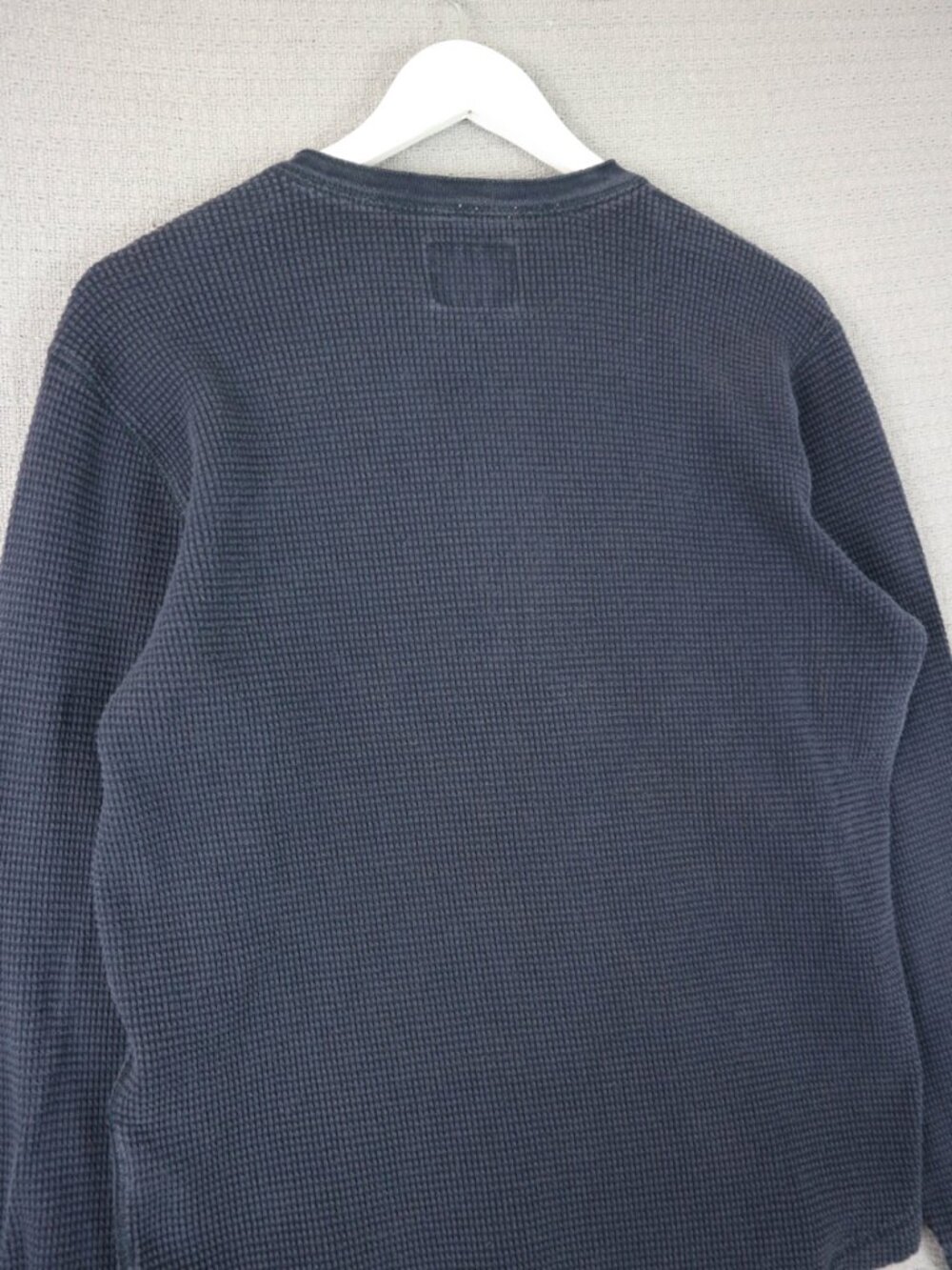 Abercrombie & Fitch Henley Shirt Mens Medium Navy Thermal Waffle Preppy Casual - Picture 6 of 6